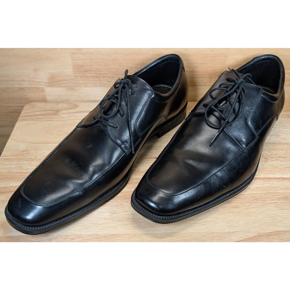 Aston Grey Harlan Men's 13 Black Leather Oxford Dress Shoes Lace Up Business